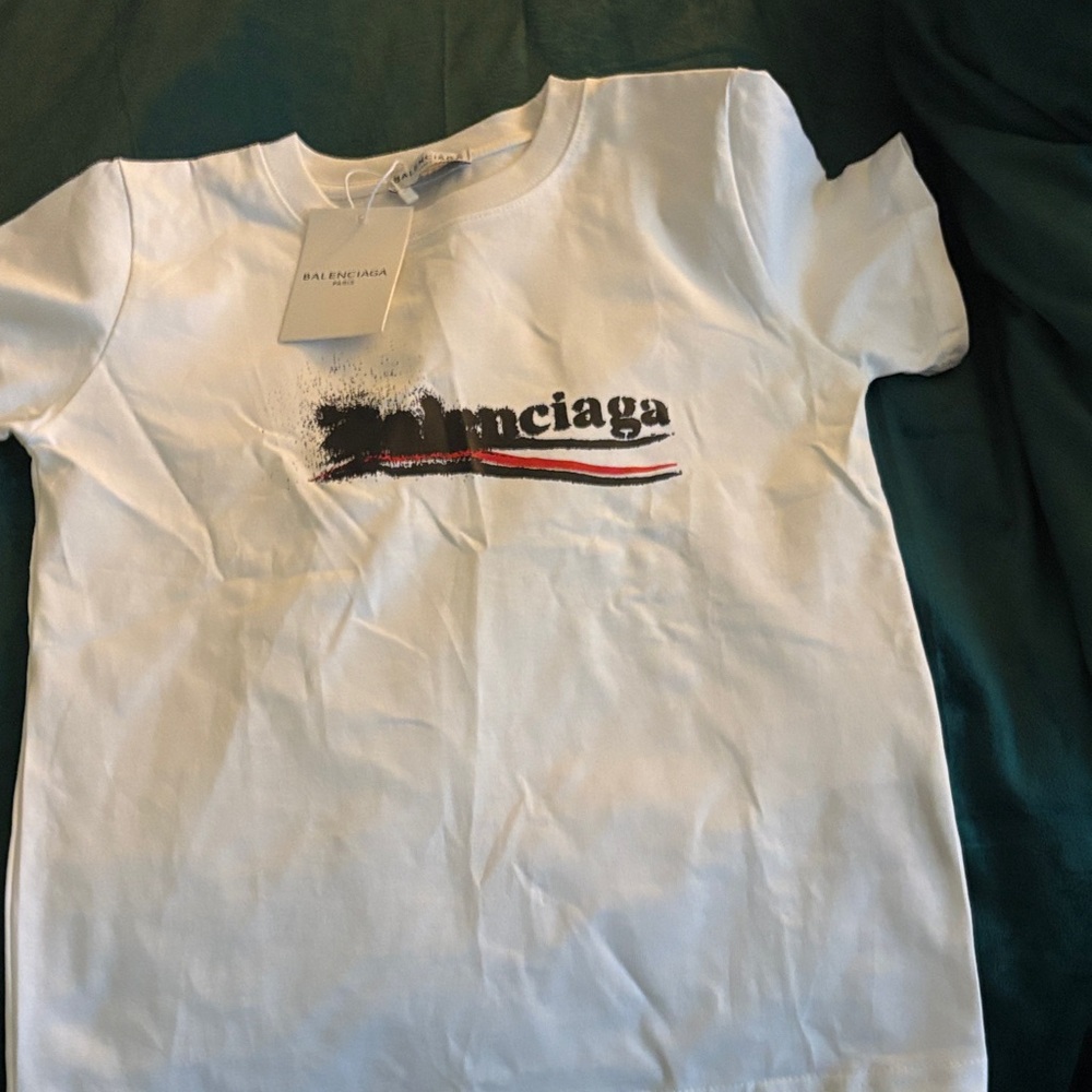 Balenciaga Kids White Graphic Tee